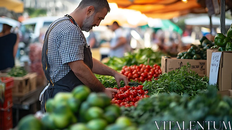 Man Selling Vegetables at Farmers Market