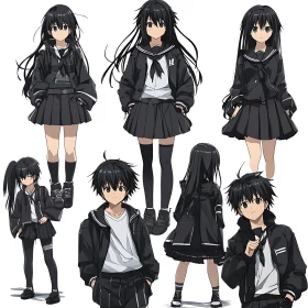 School Uniform Anime Characters with Black Hair