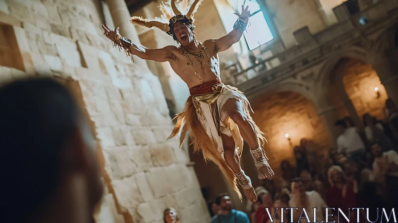 AI ART Cultural Performance in Ancient Hall