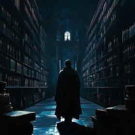 Silhouette in a Dark Library