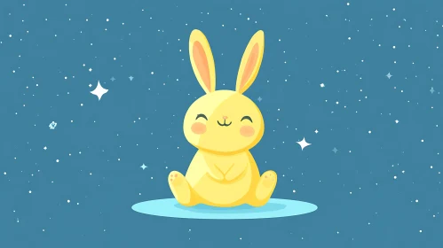 Cartoon Bunny with Stars Illustration