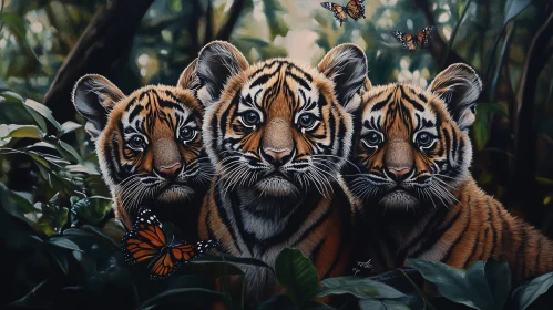 Three Tiger Cubs Portrait