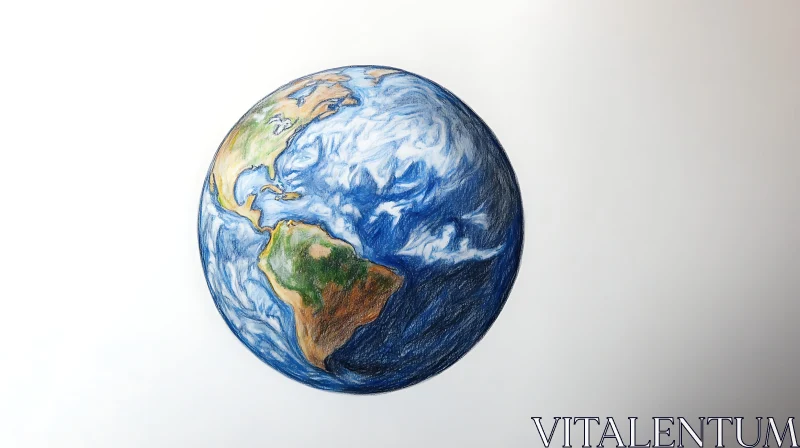 Artistic Earth Globe on White Background