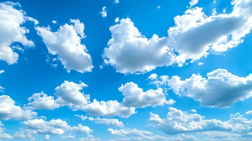 Fluffy Clouds in Azure Sky