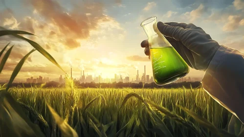 Sunset Science: Field and Green Liquid