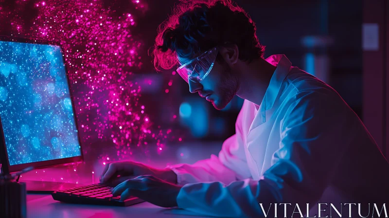 Neon Lit Science Lab AI Image