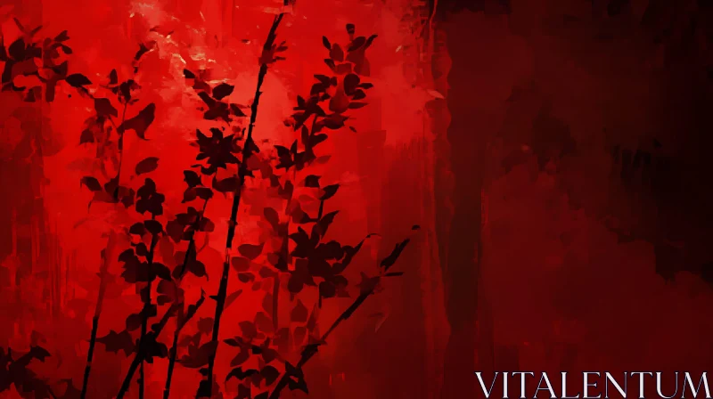 Crimson Flora Abstract Painting AI Image