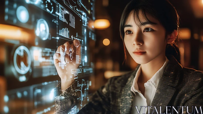 Woman Navigating Digital Information