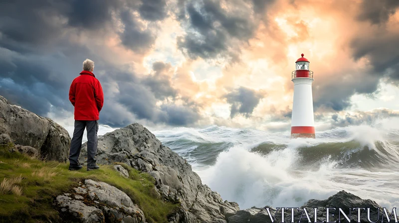 Seascape with Lighthouse and Observer