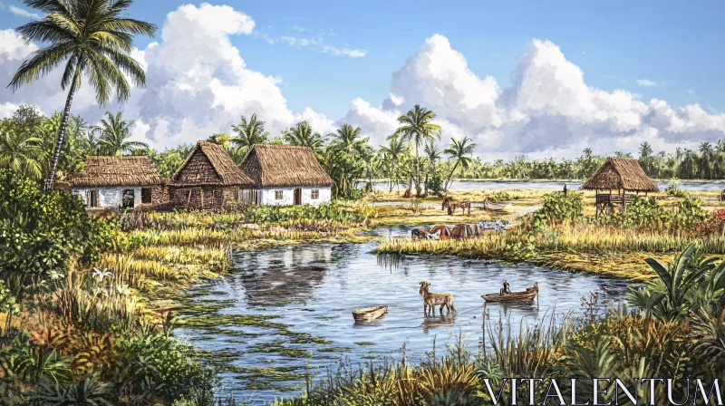 Peaceful Village by the Water