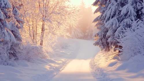 Snowy Winter Forest Path