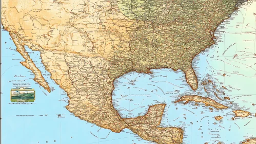 Antique Cartography Print of North America