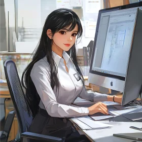 Anime Style Business Woman at Work