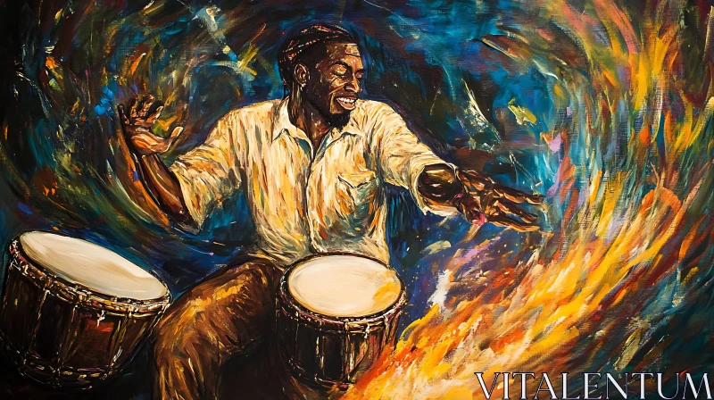 Colorful Drummer Art: Rhythm and Movement