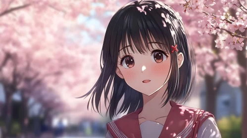 Sakura Blossoms and Anime Portrait