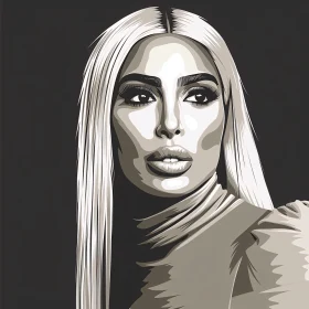 Modern Monochrome Portrait of Kim Kardashian