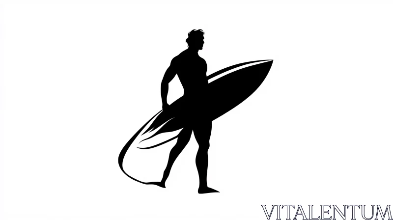 Black and White Surfer Illustration