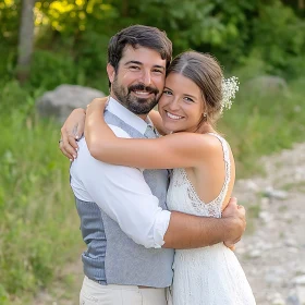 Joyful Couple on Wedding Day
