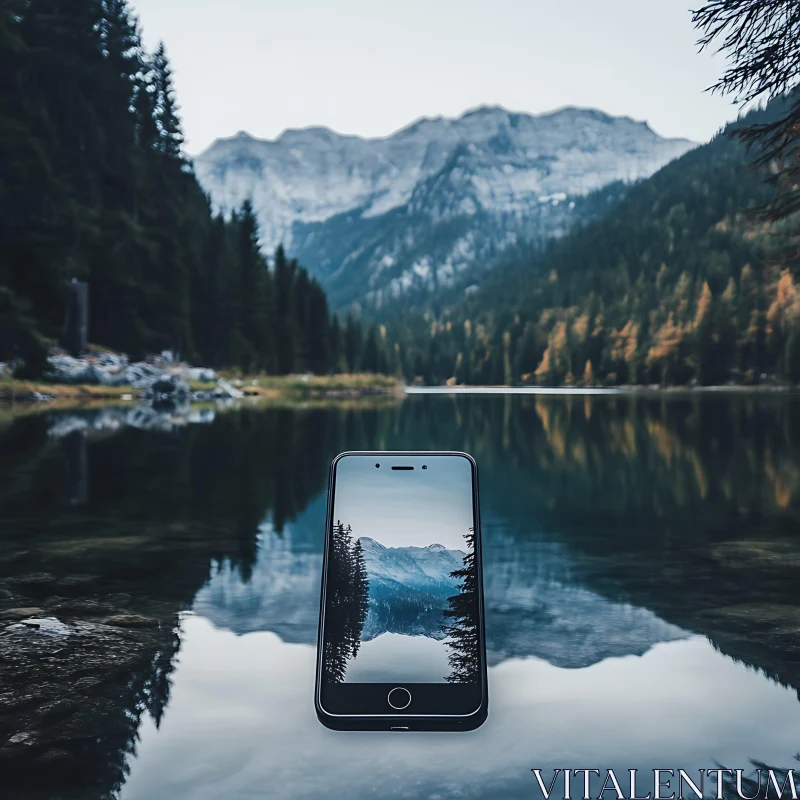 Scenic Mountain View Reflected on Mobile