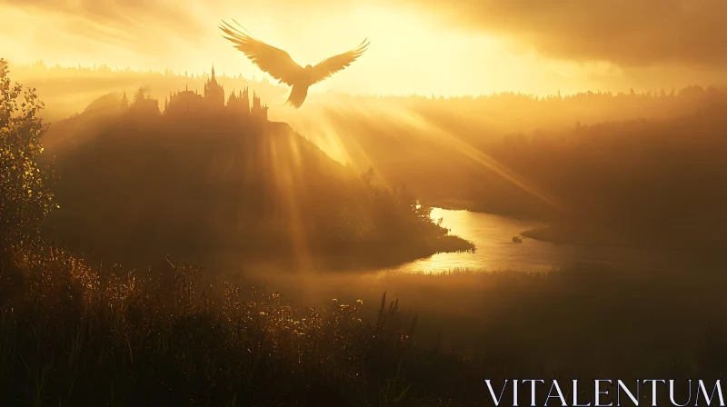 Eagle's Flight Over Golden Kingdom