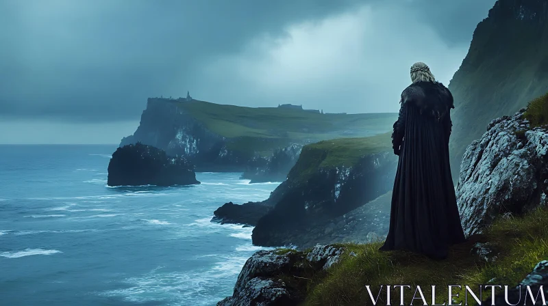 Seascape with Figure on Cliff