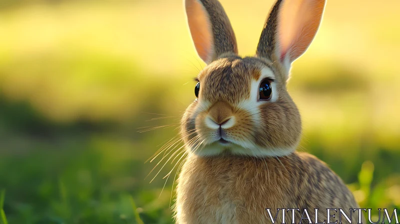 AI ART Close-up of a Brown Rabbit in Meadow