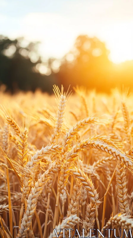 Sunset Over Golden Wheat Field