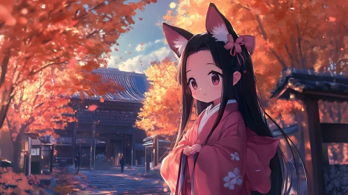 Anime Girl in Autumn