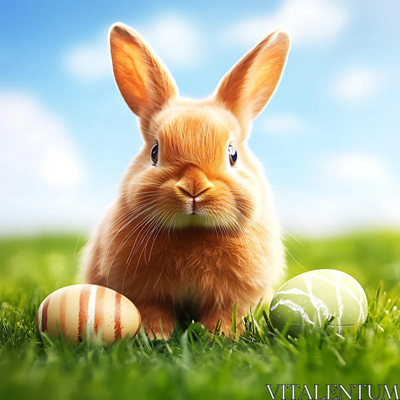 Springtime Bunny with Festive Easter Eggs
