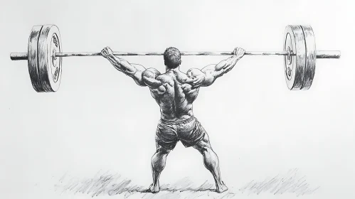 Monochrome Drawing of Weightlifter