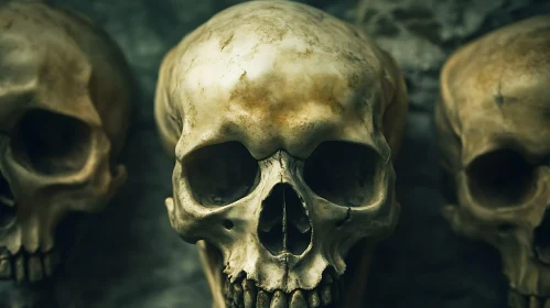 Three Skulls Against Stone