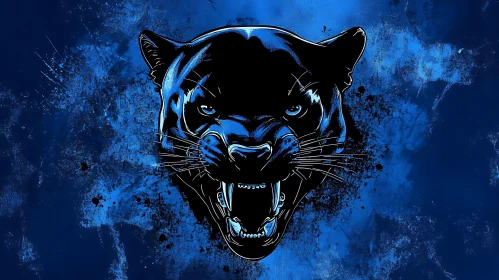 Blue Panther Head: A Study in Contrast