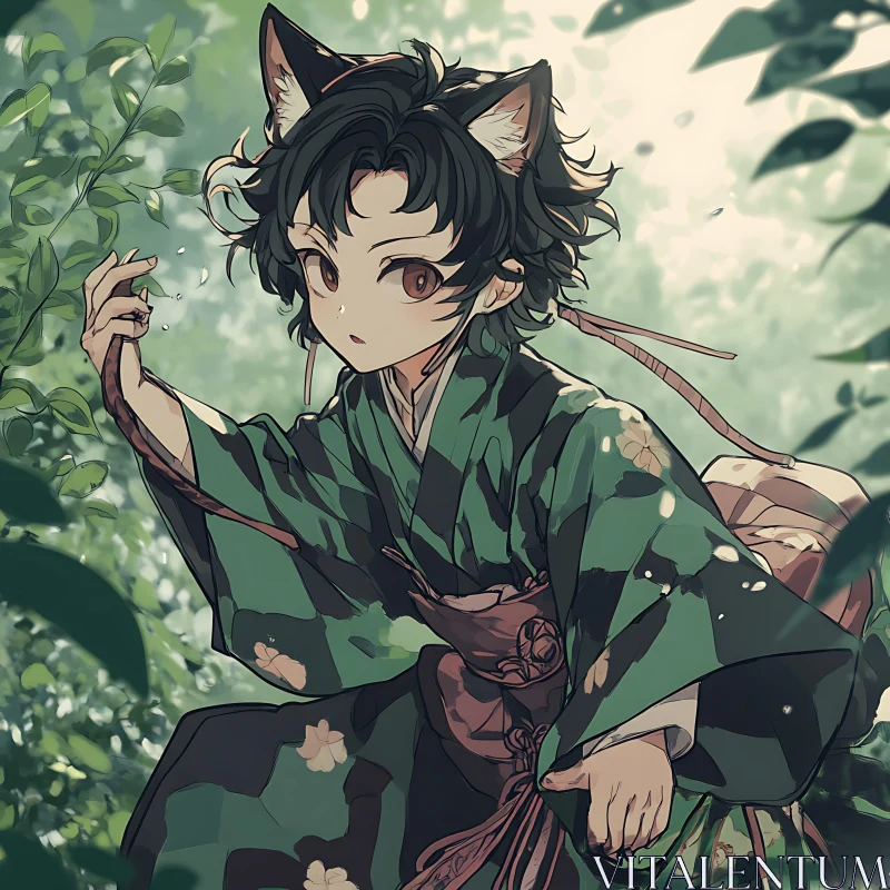 AI ART Mystical Anime Character in Traditional Kimono