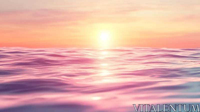 Serene Sunset Over Calming Ocean Waves