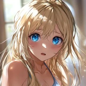 Blonde Anime Girl with Blue Eyes