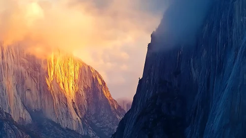 Mountains in contrasting light