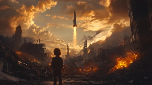 Destruction Observed by Child and Rocket Launch