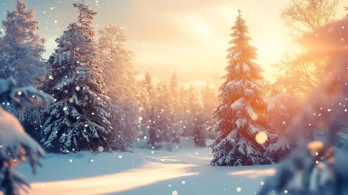 Peaceful Winter Landscape with Snowflakes