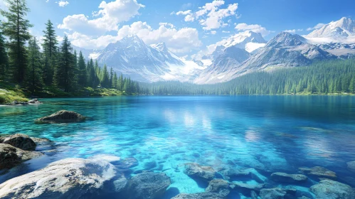 Tranquil Lake Amidst Mountain Scenery