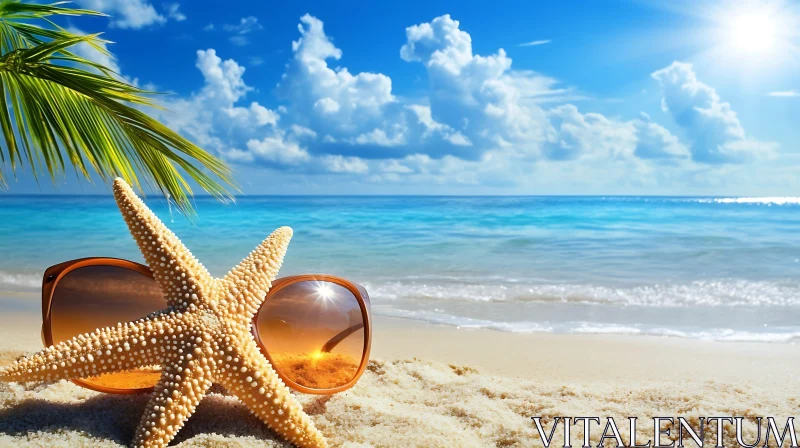 Seaside Relaxation with Starfish AI Image