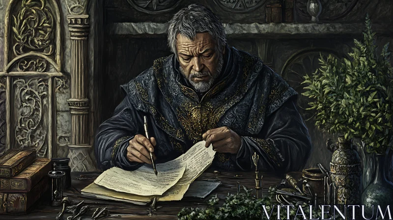 A Portrait of a Scribe in His Study