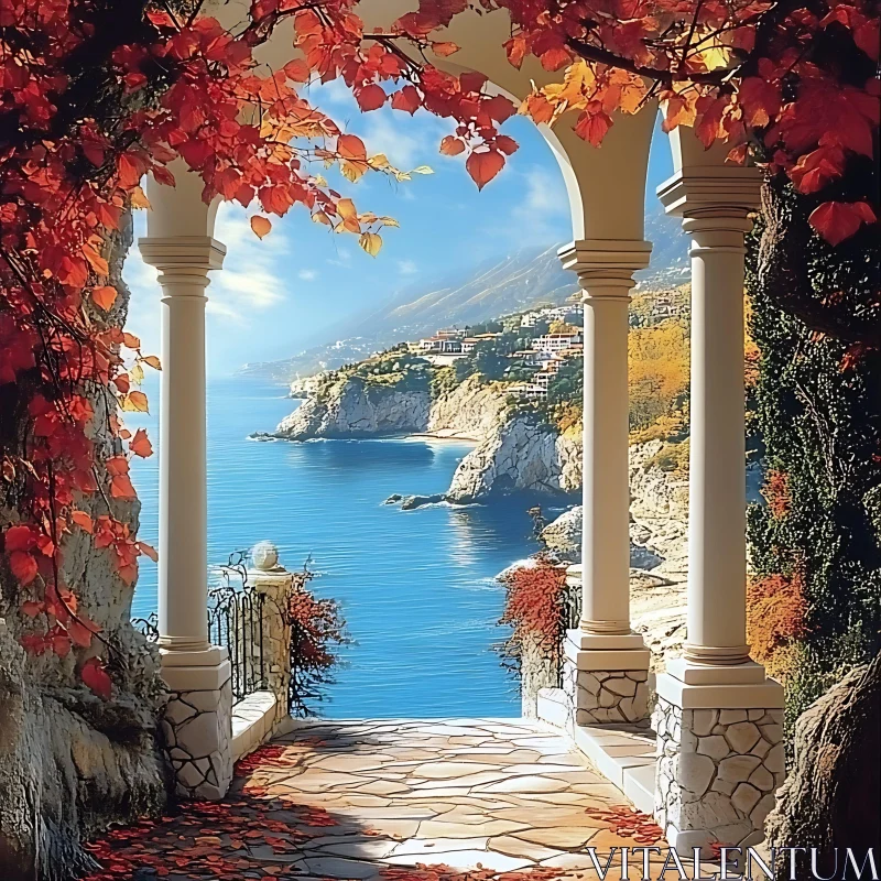 Autumnal Sea Vista from Stone Arch