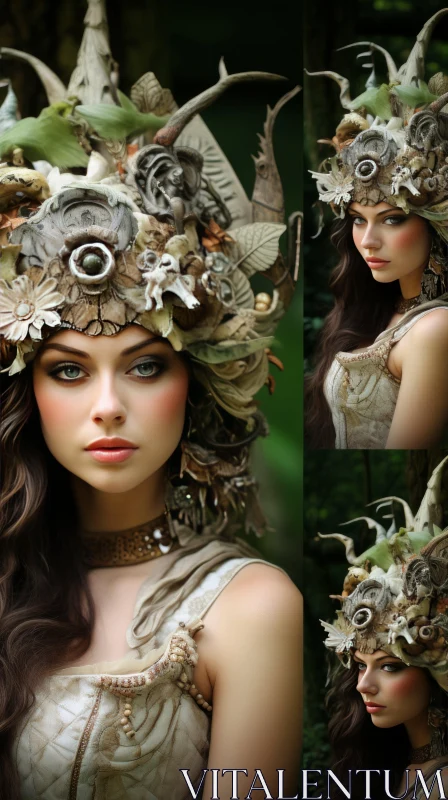 Detailed and Realistic Portrait of a Woman in the Woods