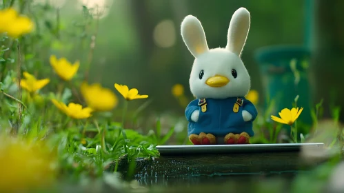 Charming Bunny Doll in Flower Field