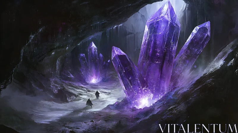 Purple Crystals in Mysterious Cave