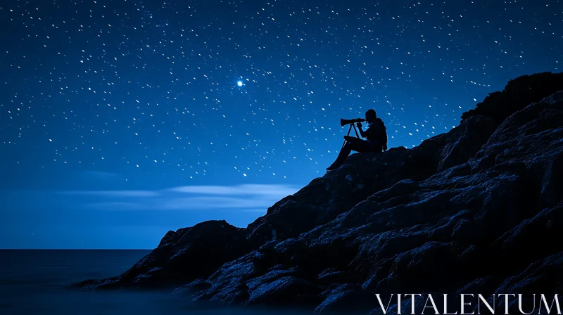 Night Watcher with Telescope