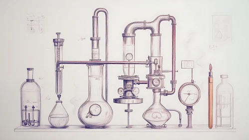 Vintage Science Lab Blueprint