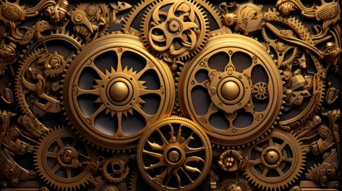 Golden Gears in Controlled Chaos - Precisionist Art