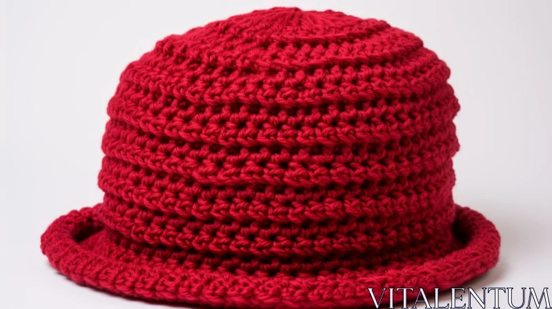 Red Crochet Hat - Crafted with Care | Fashion Photography AI Image