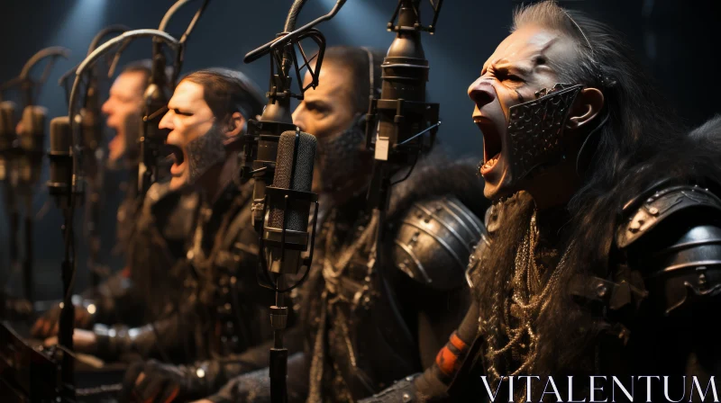 Samael Metal Band Performing in Medieval-inspired Stage Setting AI Image